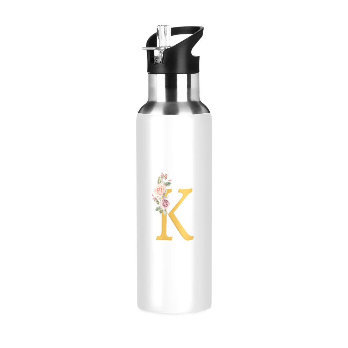 Stainless Steel Insulated Thermos Vacuum Flask Water Bottle with Straw Lid J166327