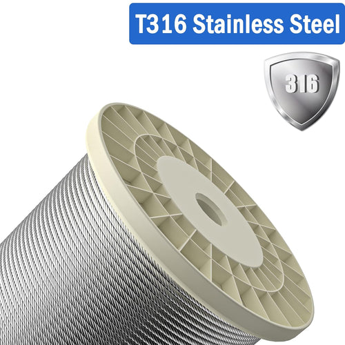 1/8 316 Stainless Steel Cable, 800FT, 7 x 7 Strands Construction C49473