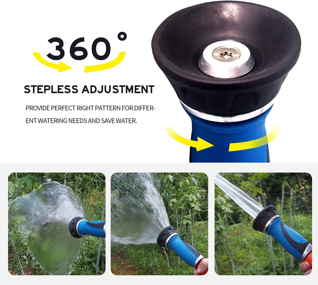 Metal Garden Hose 100 Ft Flexible Stainless Steel Water Hose with High Pressure Nozzle, Pack of 2 E187858