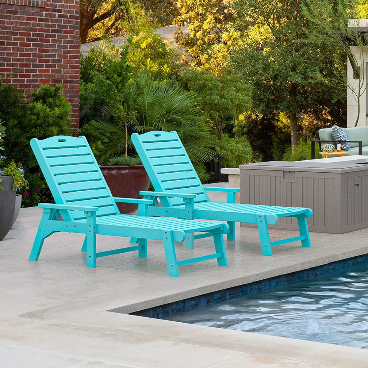 Blue Adjustable Resin Chaise Lounge Chair O8395