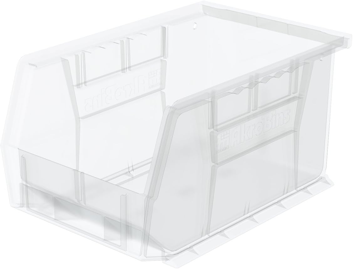 Plastic Storage Bin Hanging Stacking Containers, 9-Inch x 6-Inch x 5-Inch, Black, 12-Pack N190669