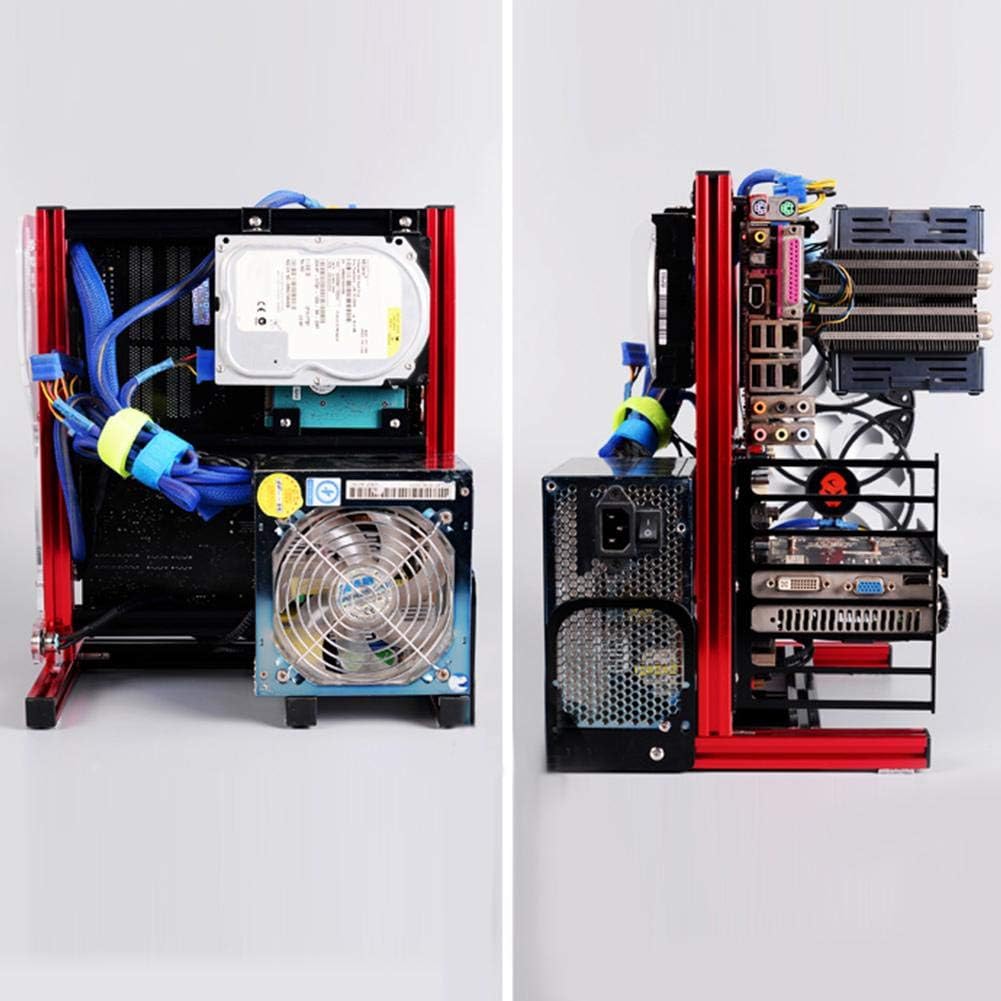 Red Aluminum Open Air Frame Computer Chassis Case U461