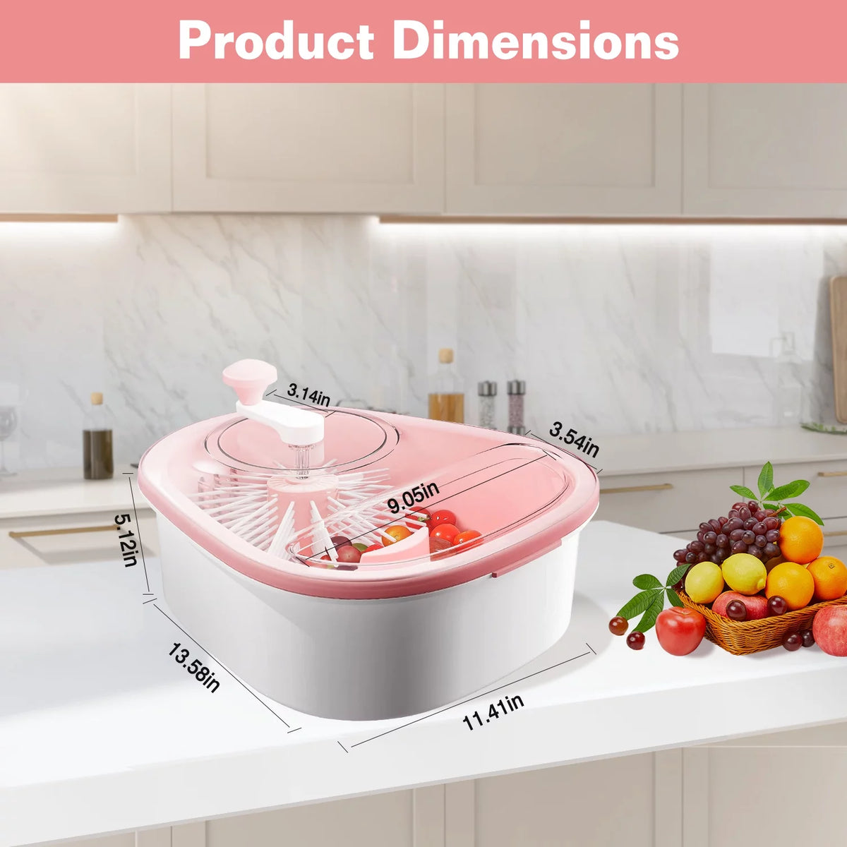 Pink Fruit Vegetable Washing Spinner with Bowl D8757