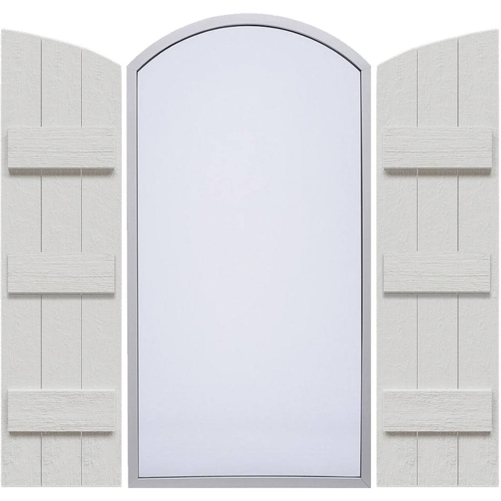 Rustic Faux Wood Shutters with Elliptical Arch Top C157510