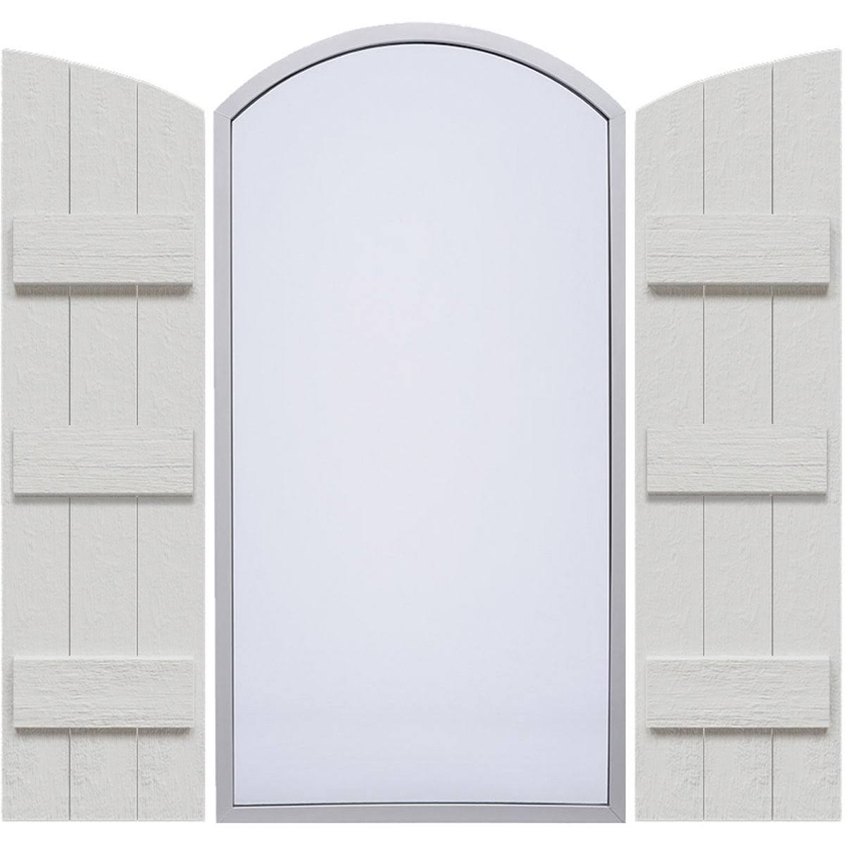 Rustic Faux Wood Shutters with Elliptical Arch Top C157510