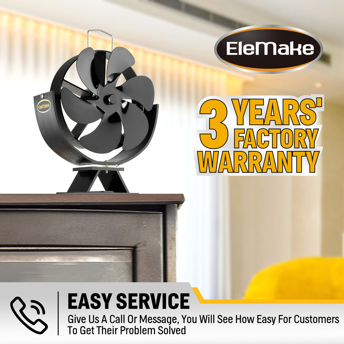 6-Blade Heat Powered Fireplace Fan R946