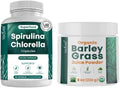 Spirulina and Chlorella Capsules and Barley Grass Juice Powder Bundle V367992