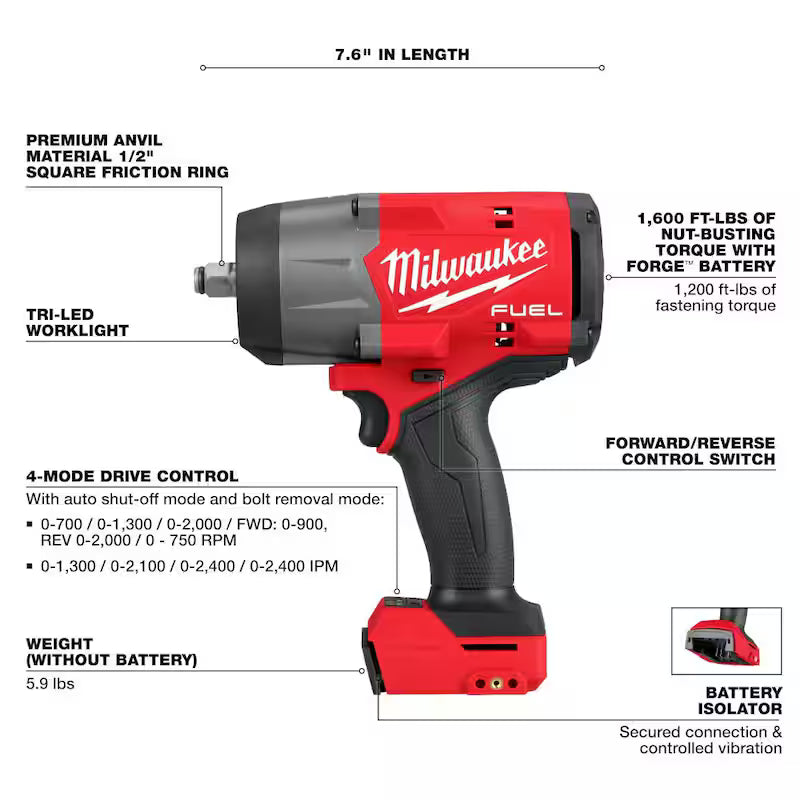 18V Brushless Cordless 1/2 in. Impact Wrench with Friction Ring Z8960
