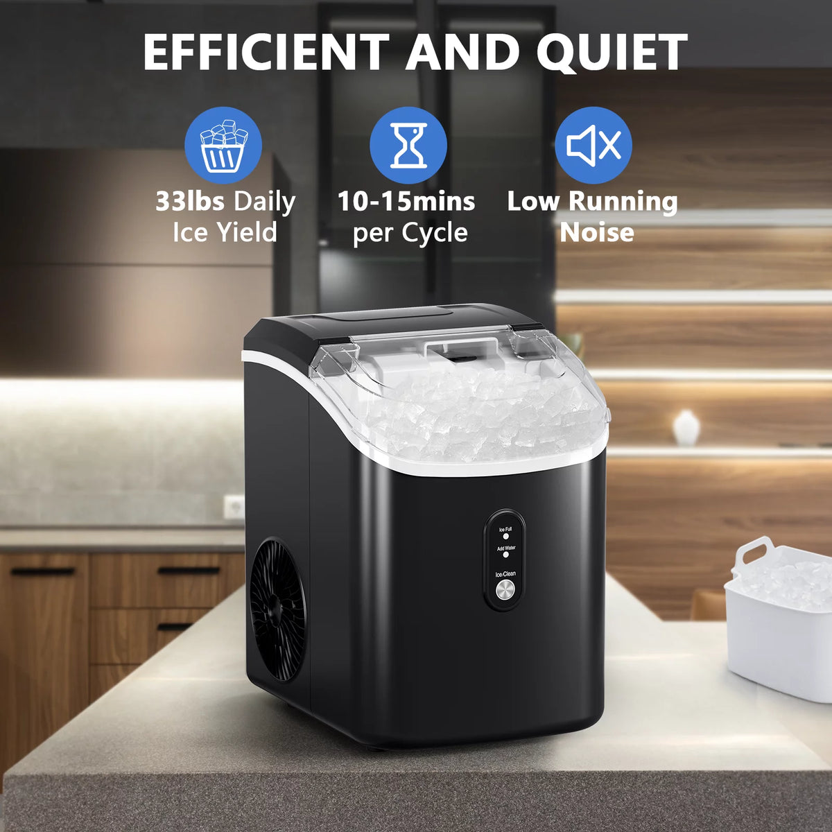 33lbs Countertop Nugget Ice Maker with Scoop V672
