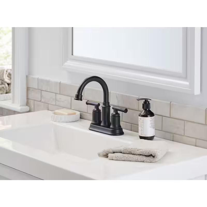 4 in. Centerset Double-Handle High-Arc Bathroom Faucet Matte Black 2-Pack U23627