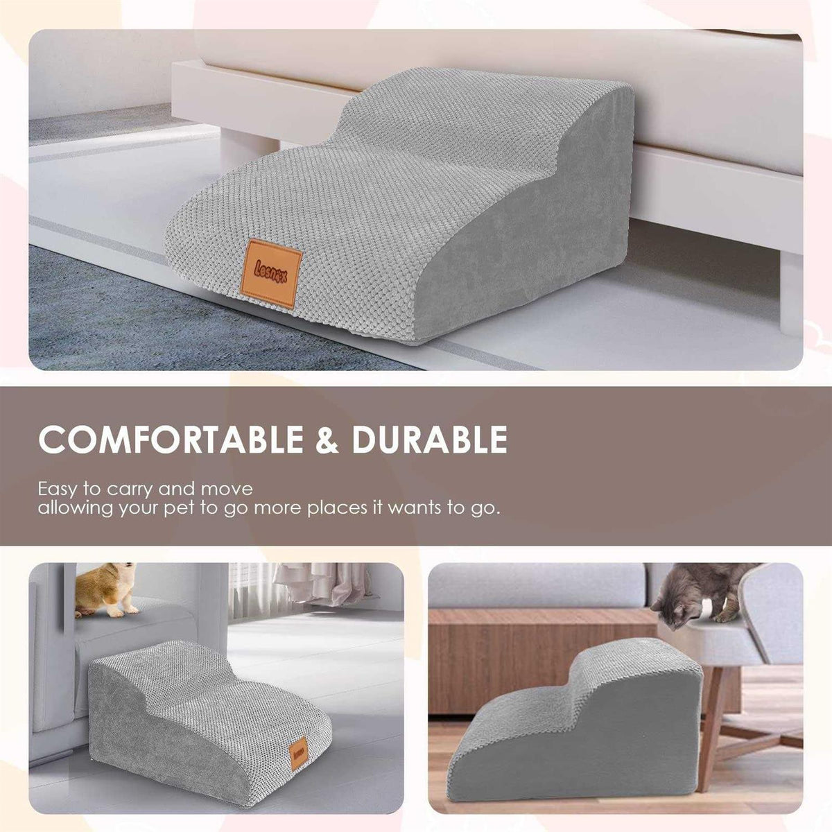 2-Step 30D Foam Pet Stairs with Waterproof Cover N2977