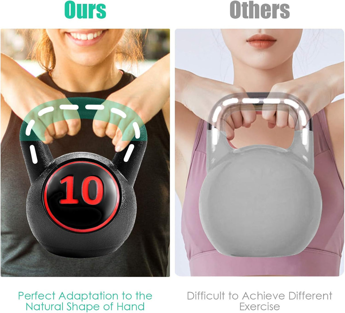 3 Pcs Vinyl Kettlebell Weights Set, 5, 10, 15 lbs H1246