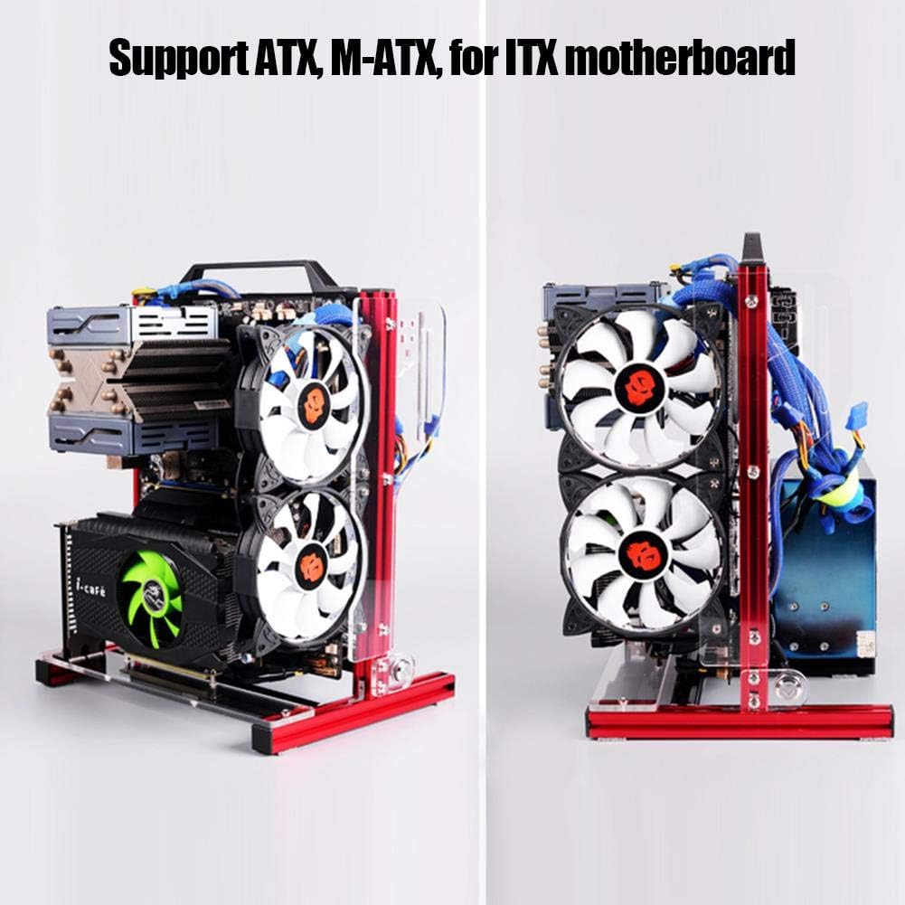 Red Aluminum Open Air Frame Computer Chassis Case U461