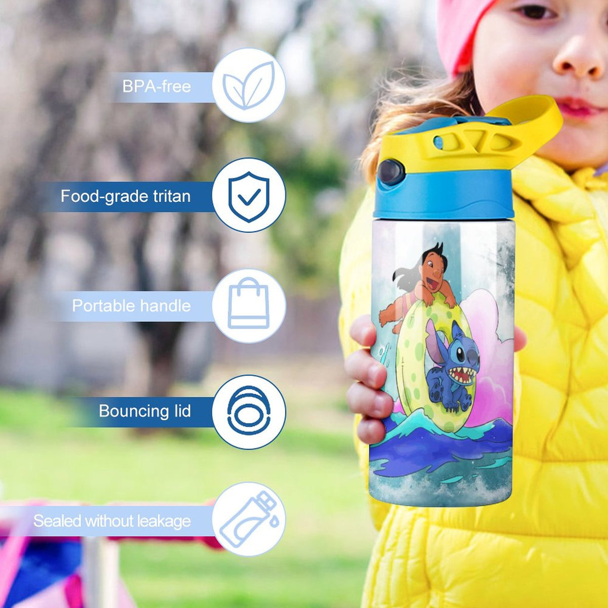 Stainless Steel Vacuum Insulated Water Bottle With Straw B29072