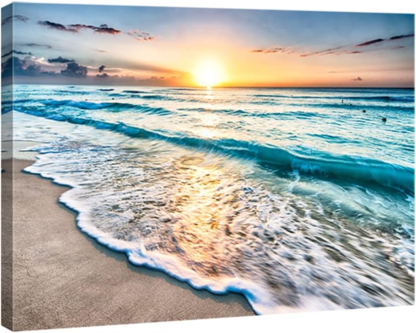 Large Canvas Prints Wall Art Ocean Beach Pictures Paintings Ready to Hang Stretched and Framed Seascape Giclee Artwork K74634