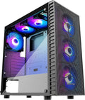 ATX Mid Tower Mesh Computer Case with 6pcs 120mm LED ARGB Fans & USB 3.0 Port Tempered Glass P868581