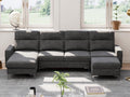 Modular U Shaped Fabric Sectional Sofa with Ottoman, 4 Seater, Metal Legs, Dark Grey E840