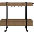 Walnut Melamine Bar Cart with Black Painted Metal Frame G908