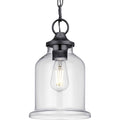 Textured Black Outdoor Pendant Light with Clear Glass Y499