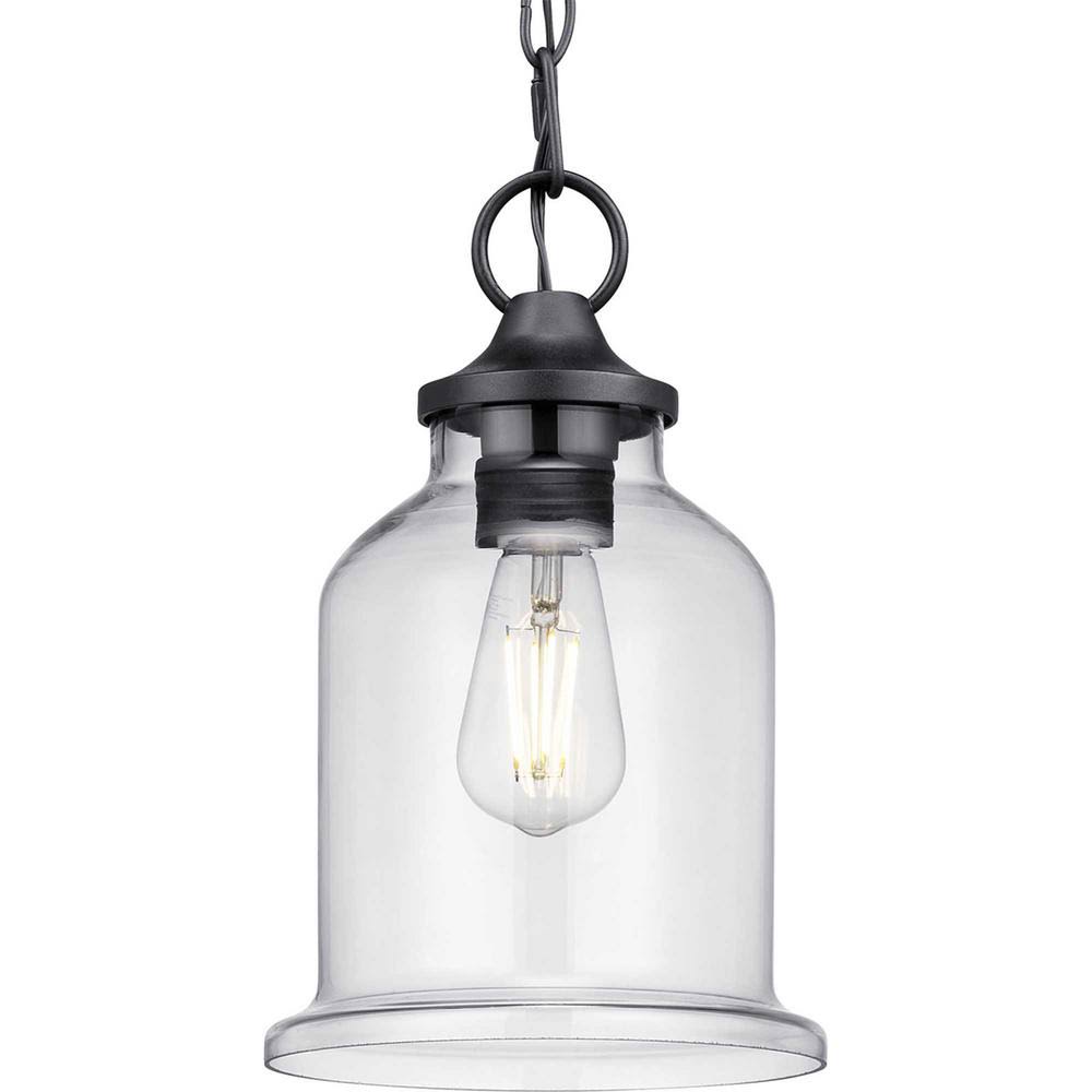 Textured Black Outdoor Pendant Light with Clear Glass Y499