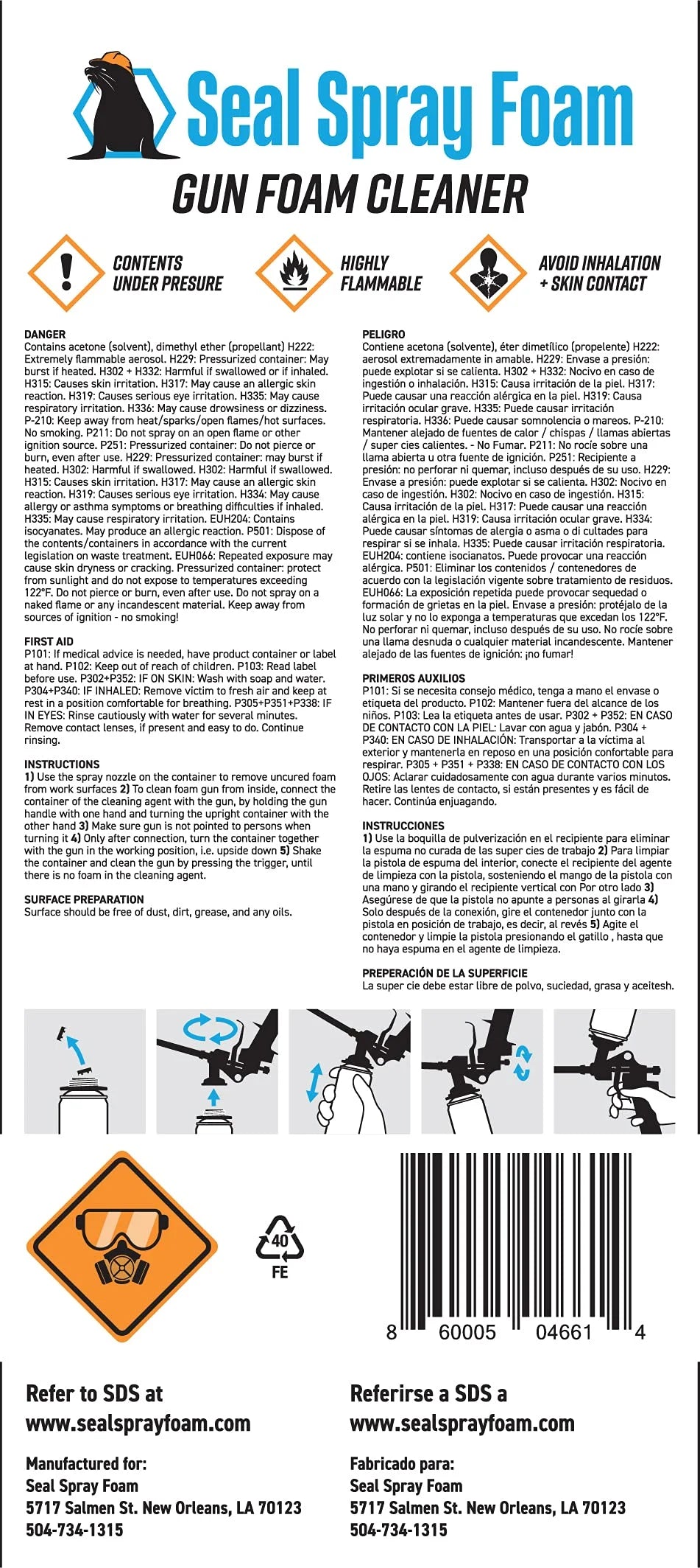 Polyurethane Adhesive with Seal Spray Gun and Cleaner D142008