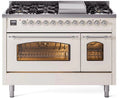 48 Dual Fuel Propane Gas Range Antique White Chrome Trim U262119