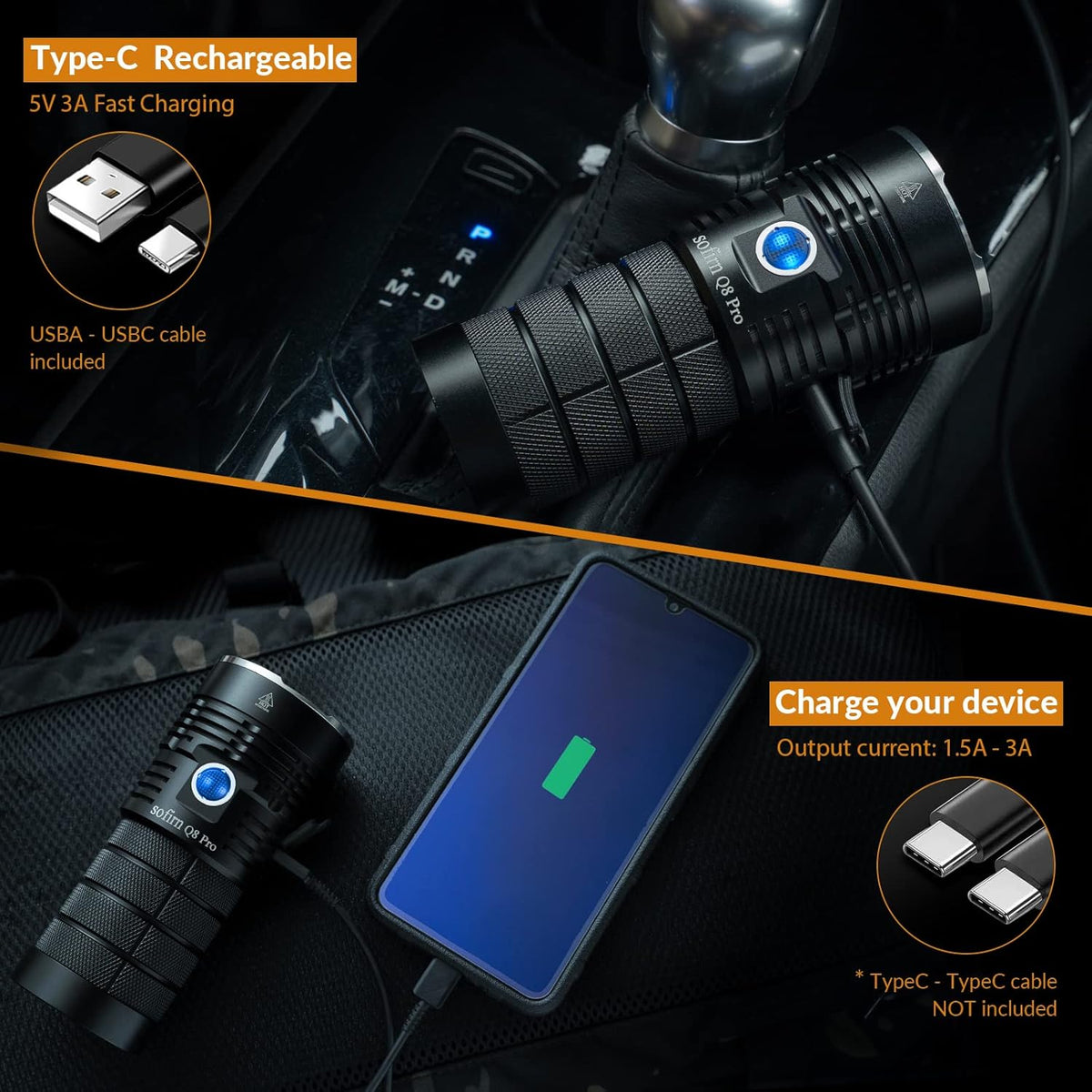 Rechargeable Flashlight 11000 Lumen with 4 x CREE XHP50.2 LEDs L2443