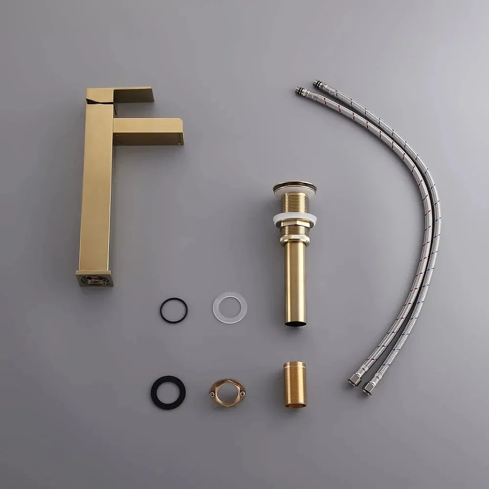 Brushed Gold Single Handle Waterfall Bathroom Vessel Sink Faucet Z97469