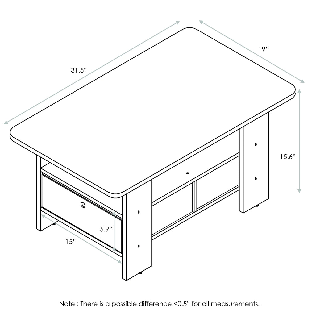 Wood Coffee Table with Bin Drawer P13828