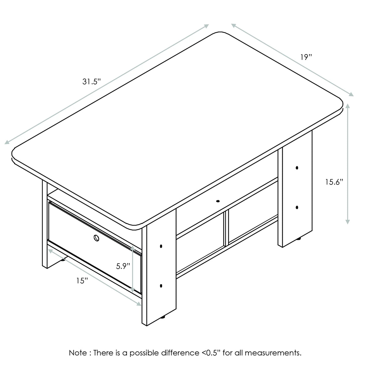 Wood Coffee Table with Bin Drawer P13828