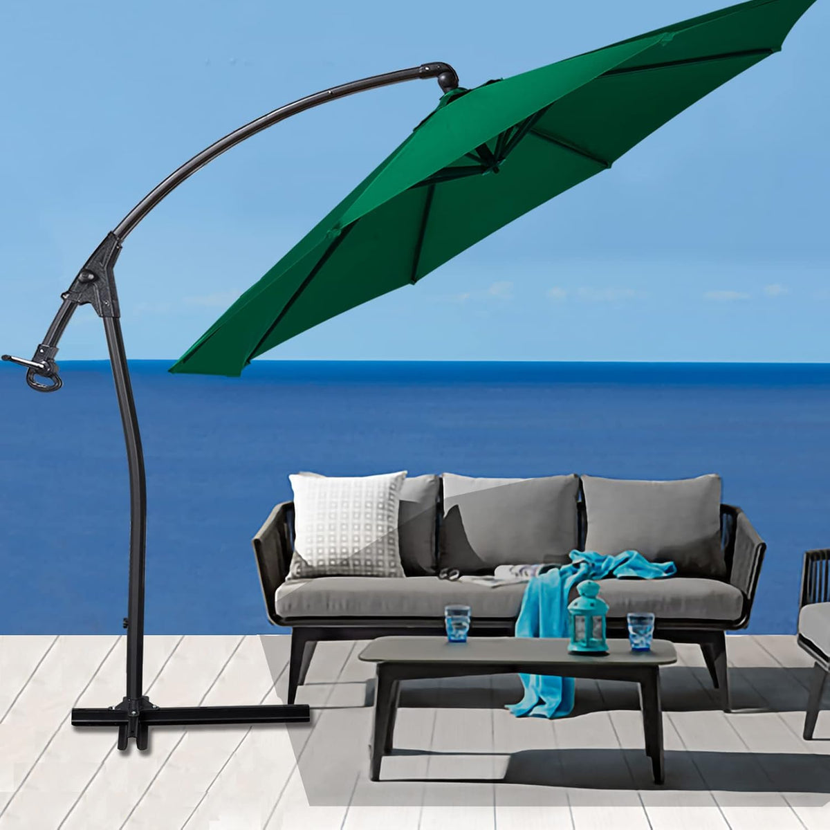10FT Cantilever Patio Umbrella, Waterproof Oxford Aluminum Offset Patio Umbrella A835728