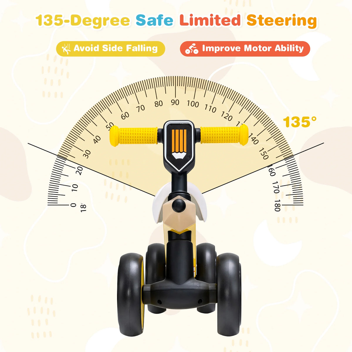 Baby Balance Bike No Pedal Yellow P98608