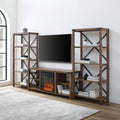 Metal Accent Wall with 60" Fireplace Console V521805