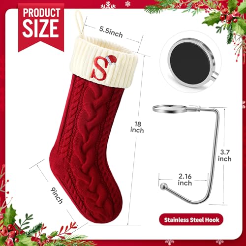 Large Embroidered Knit Christmas Stocking with Hook X953470