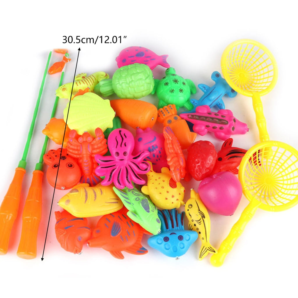 30/52 Pcs Magnetic Fishing Toys Plastic Fish Rod Set V377