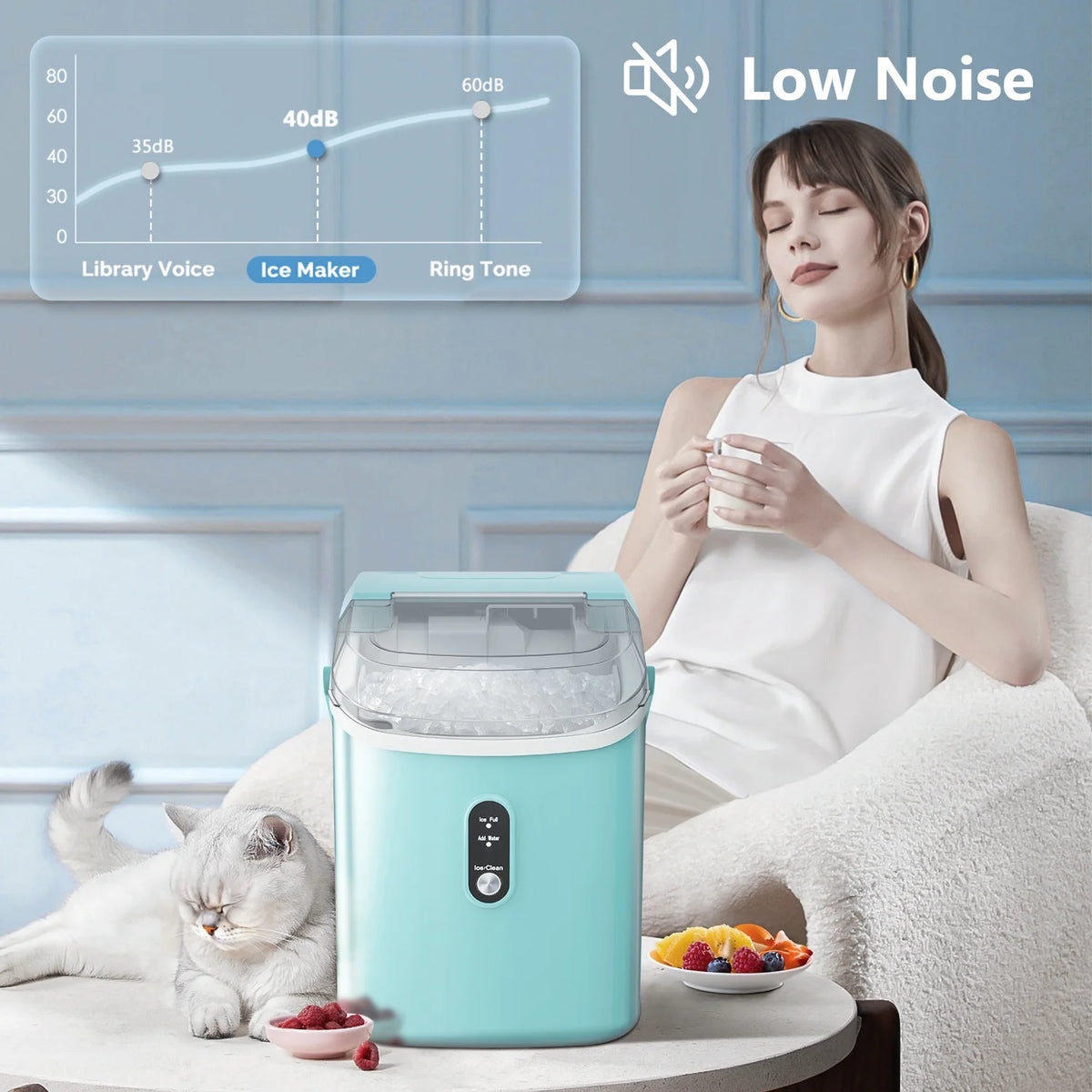 Portable Nugget Ice Maker with Self-Cleaning Function R810