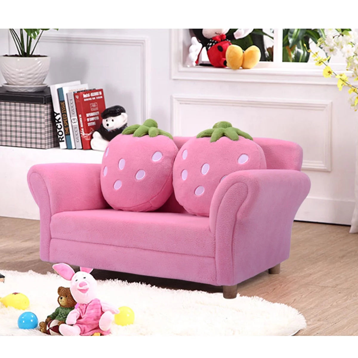 Kids Sofa Armrest Chair with 2 Pillow Pink G69684