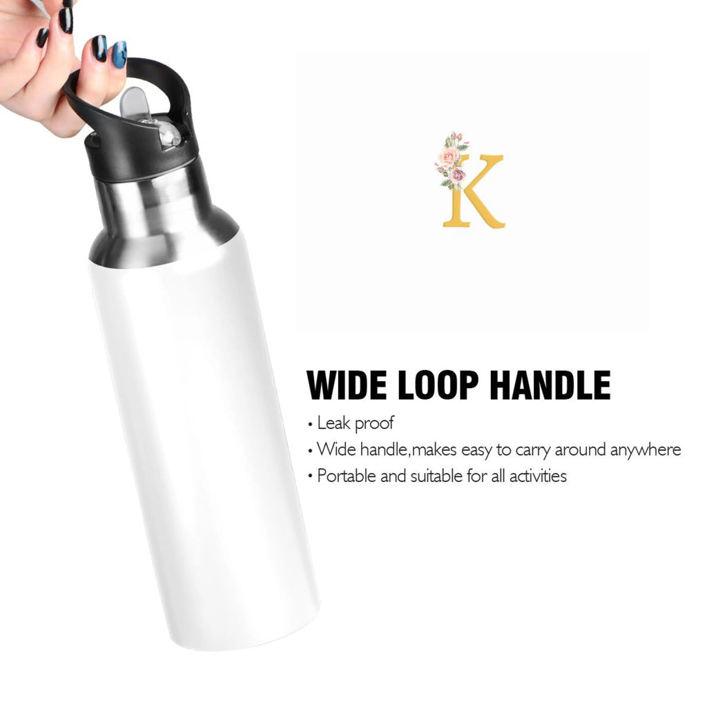 Stainless Steel Insulated Thermos Vacuum Flask Water Bottle with Straw Lid J166327