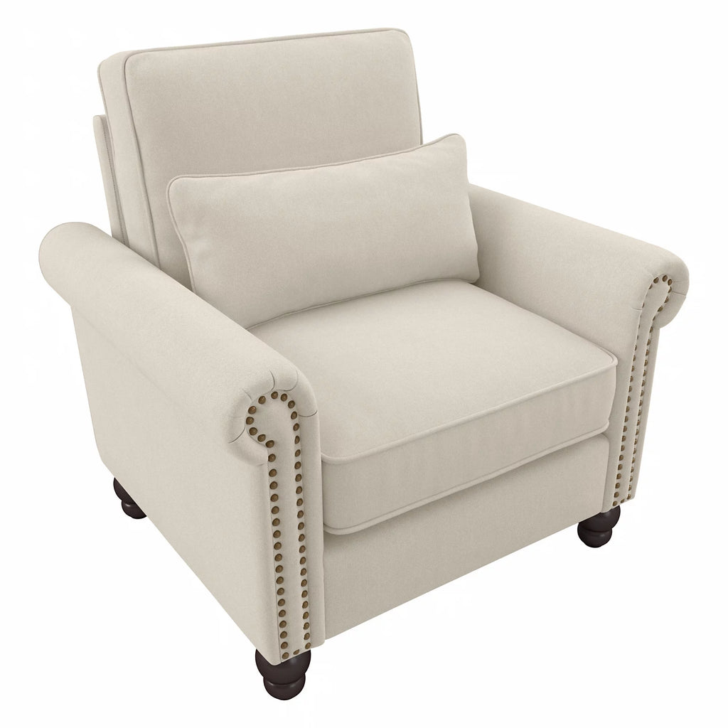 Cream Herringbone Accent Chair with Arms E212283