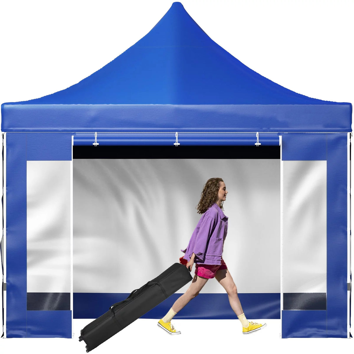 10 x 10 FT Blue Pop Up Canopy Tent with Sidewalls W613