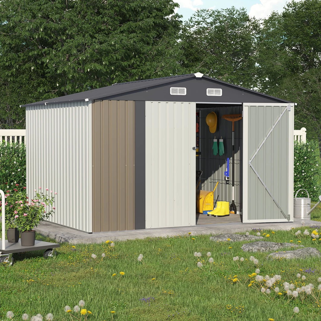 10' x 8' FT Metal Outdoor Storage Shed with Lockable Door L7761