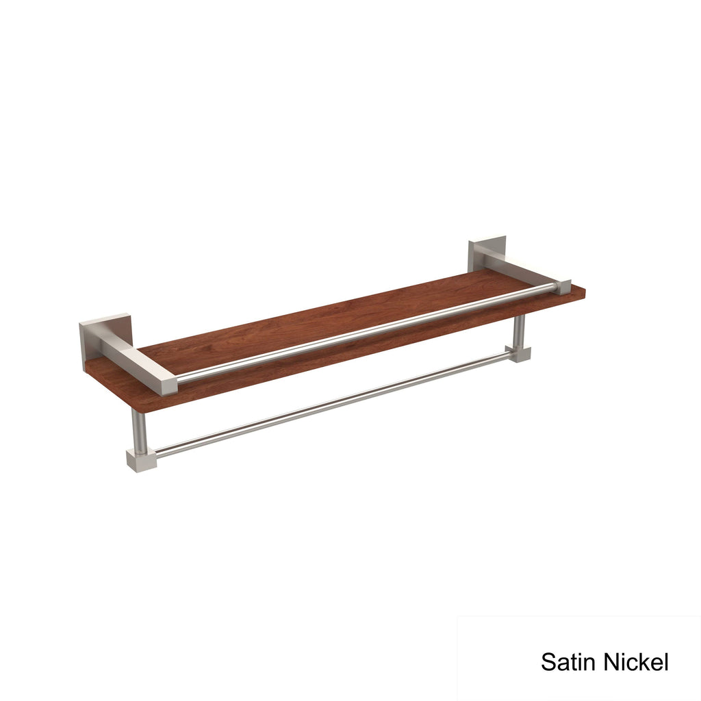 Brushed Bronze Ironwood Shelf with Gallery Rail and Towel Bar P624925