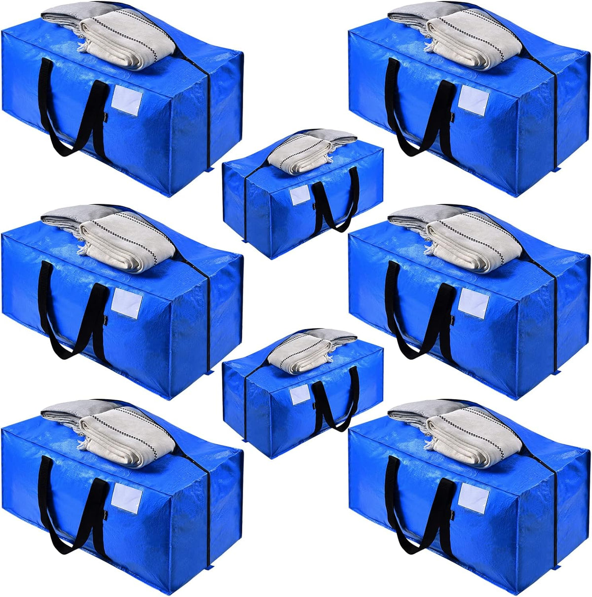 Blue Moving Totes with Backpack Straps, 8 Pack O291084