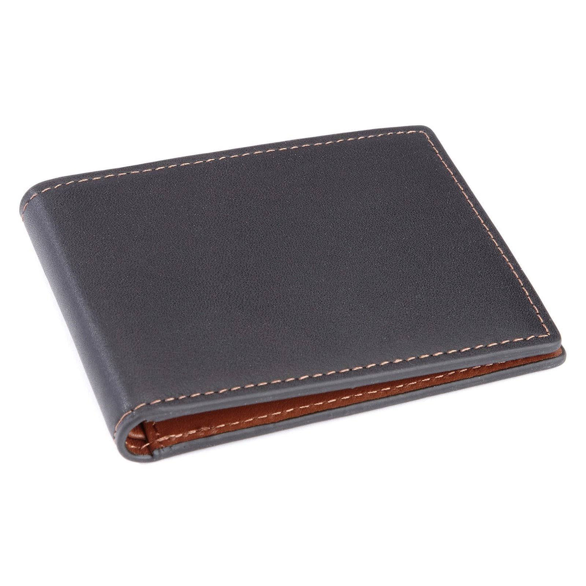 Black Tan Leather RFID Slim Bifold Wallet I162200