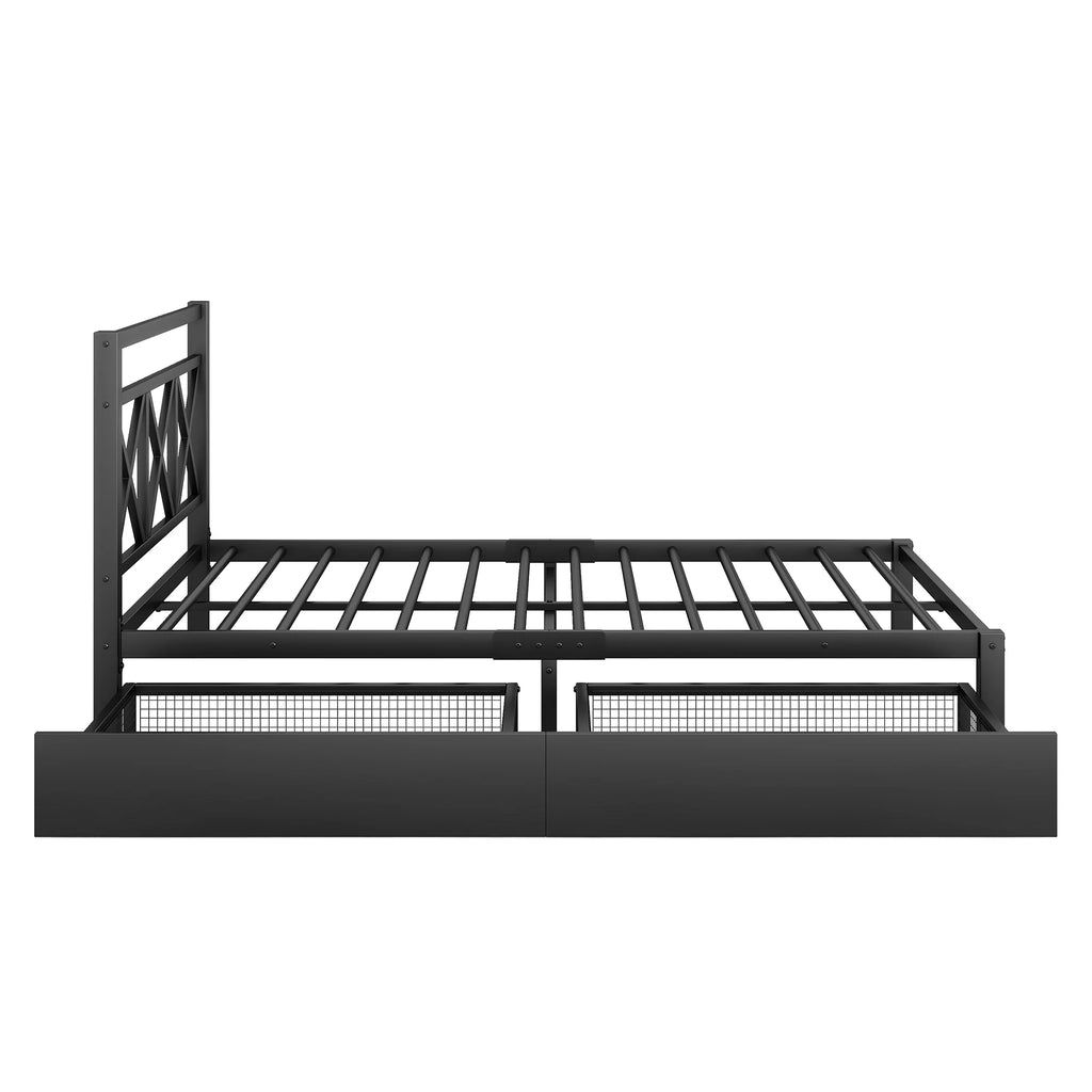 Metal Twin Size Platform Bed with Two Drawers K65478