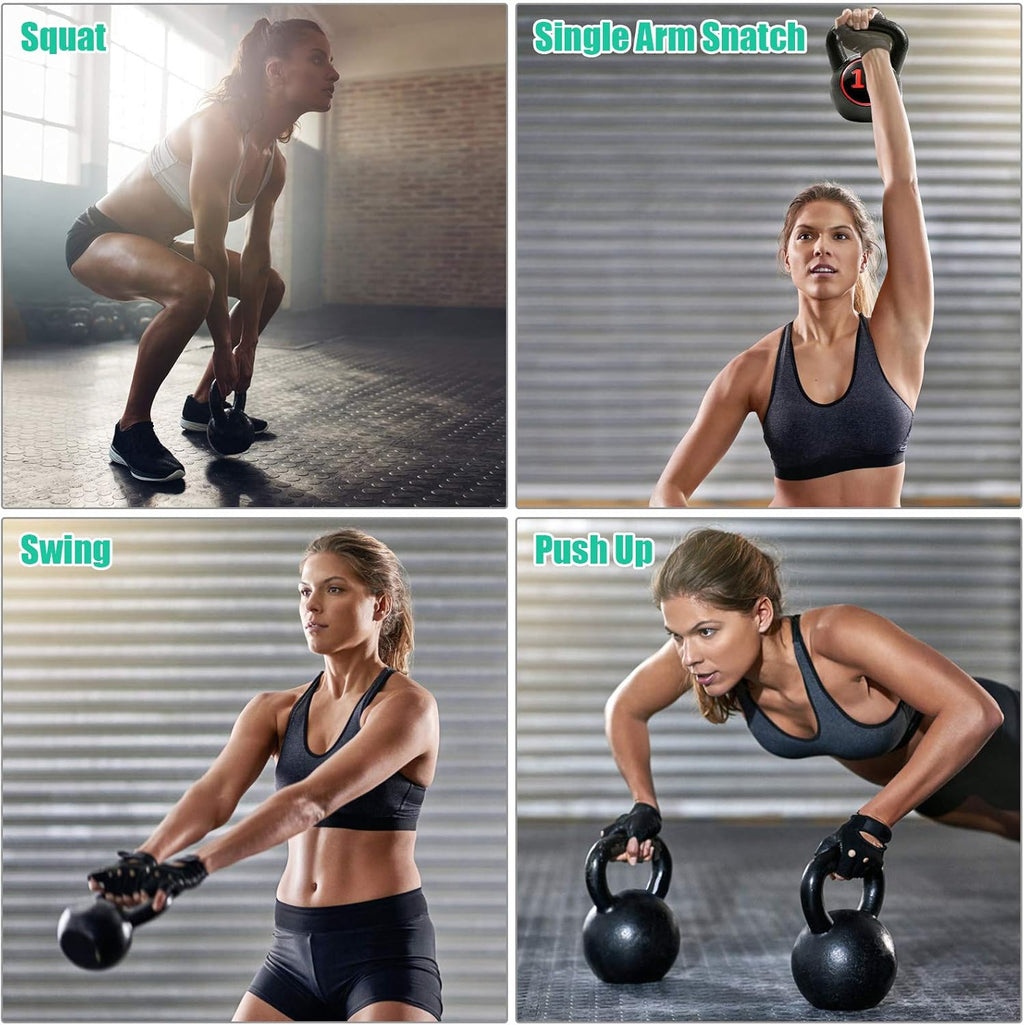 3 Pcs Vinyl Kettlebell Weights Set, 5, 10, 15 lbs H1246