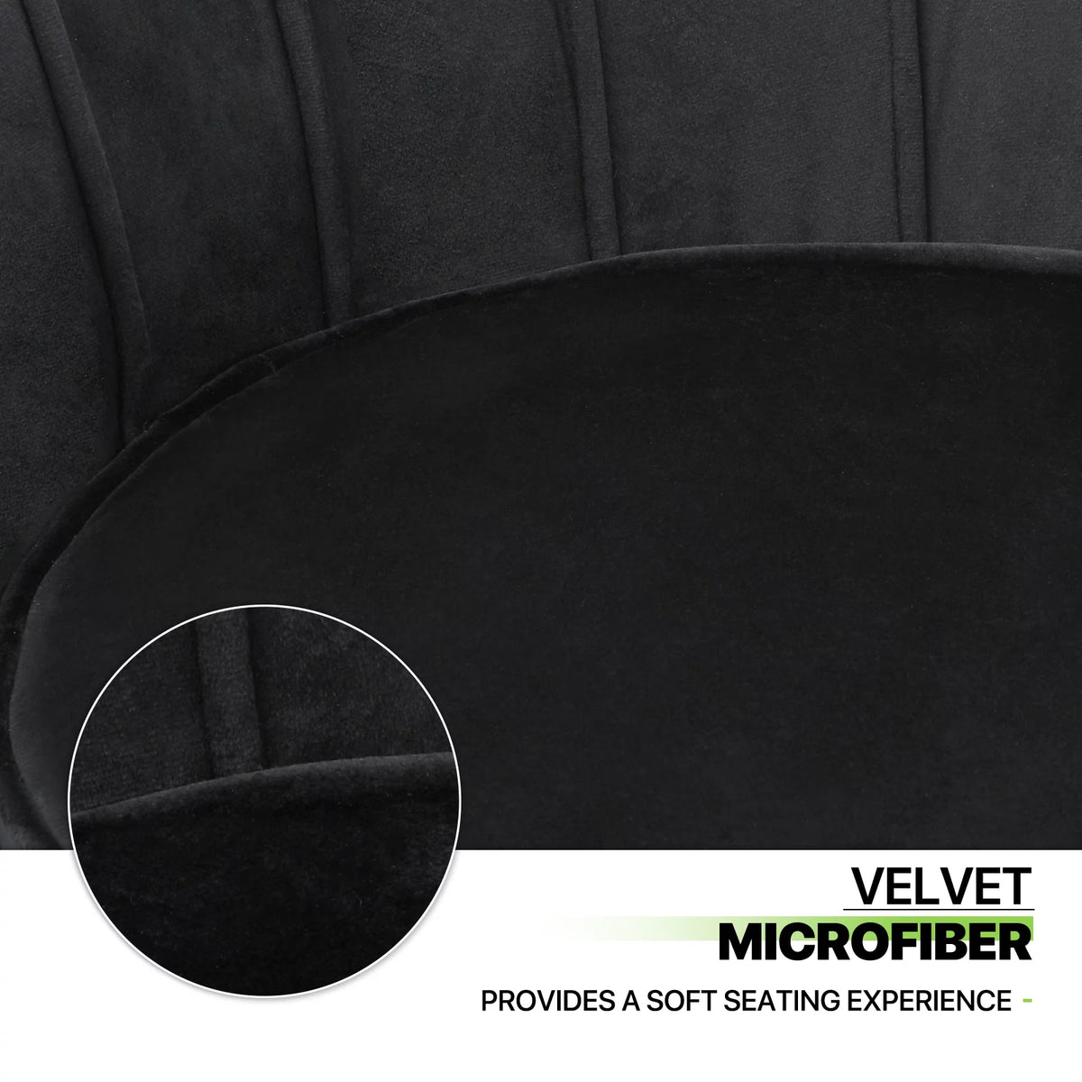 Black Velvet Tufted Accent Chair with Ottoman and Cushion I583405