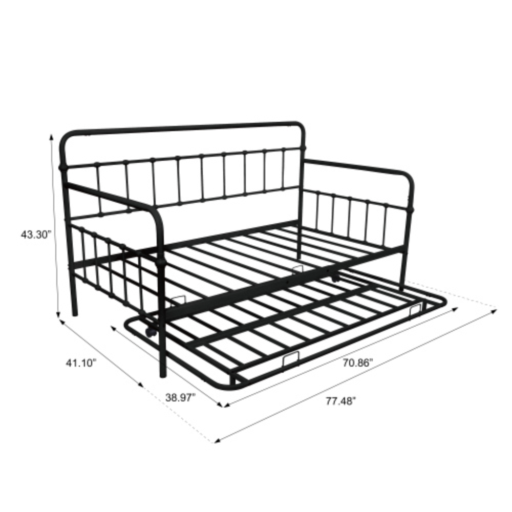 Black Metal Daybed with Trundle A872236