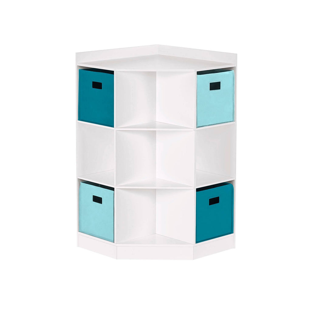 5pc Kids Corner Cabinet Set with 4 Bins White Turquoise Aqua R212