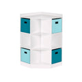 5pc Kids Corner Cabinet Set with 4 Bins White Turquoise Aqua R212